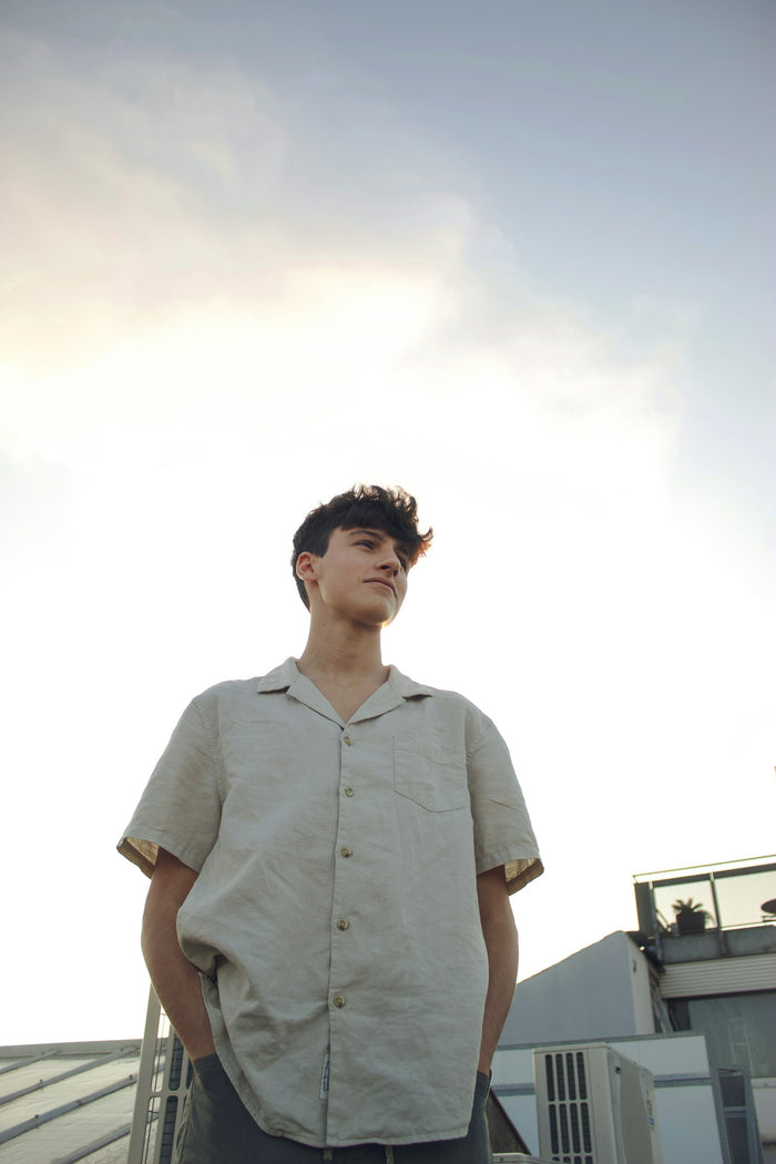 Linen-Blend Camp Shirt