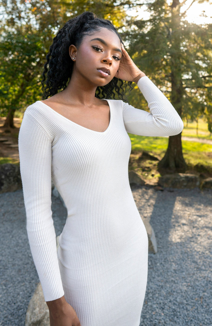 Ribbed Knit Midi Dress